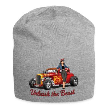 Rostiges Hot Rod mit Weiblicher Begleitung - Jersey-Beanie - Grau meliert - Vorne