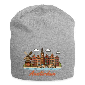 Charmantes Amsterdamer Stadtbild - Jersey-Beanie - Grau meliert - Vorne