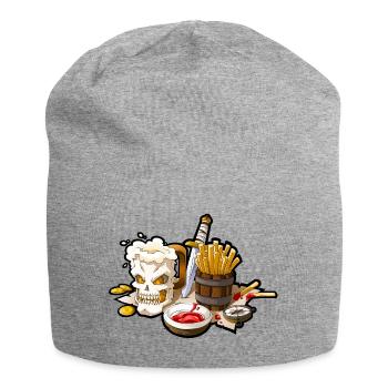 Mug of Skull Beer and Pirate Chips - Jersey Beanie - heather grey - Front