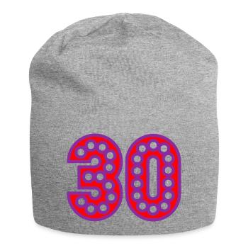 30. 30 ANS. 30e ANNIVERSAIRE. ANNIVERSAIRE 30 ANS. - Bonnet en jersey - gris chiné - Devant