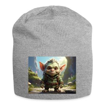 Little green creature in the forest - Jersey Beanie - heather grey - Front