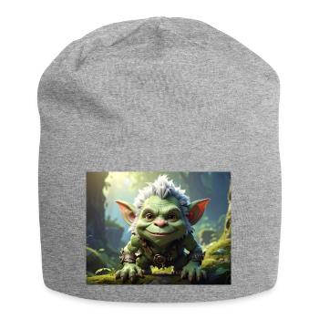 Green Forest Goblin in Adventure - Jersey Beanie - heather grey - Front