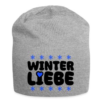 Winter Love Heart - Jersey Beanie - heather grey - Front