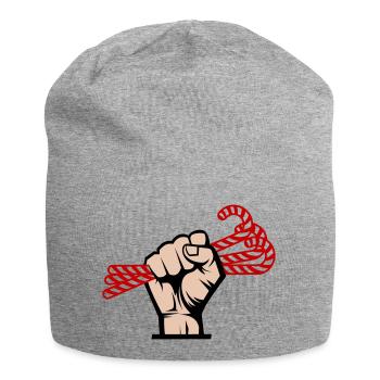 I Want Candy, Revolutionary, Slogan & Sugar Design - Jersey Beanie - heather grey - Front