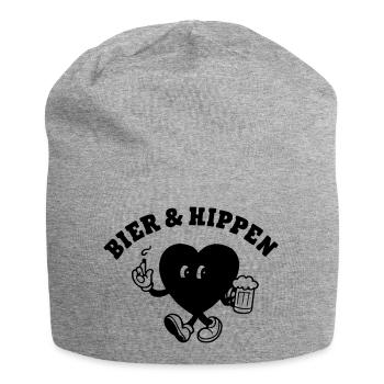 Bier und Kippen - Jersey-Beanie - Grau meliert - Vorne