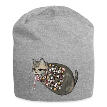 Candy Pattern Candy Cat - Jersey Beanie - heather grey - Front