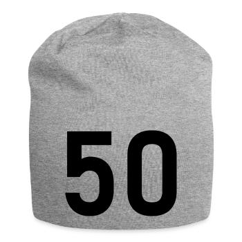 50. 50 ANS. 50e ANNIVERSAIRE. ANNIVERSAIRE 50 ANS. - Bonnet en jersey - gris chiné - Devant