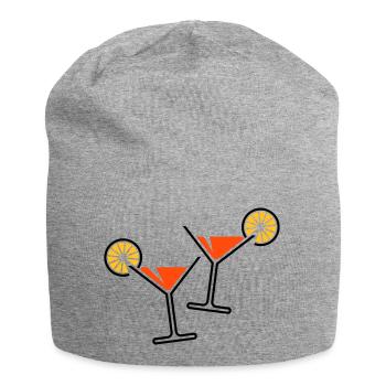 2 Cocktailgläser / Cocktail / Martini + (Orange) - Jersey-Beanie - Grau meliert - Vorne