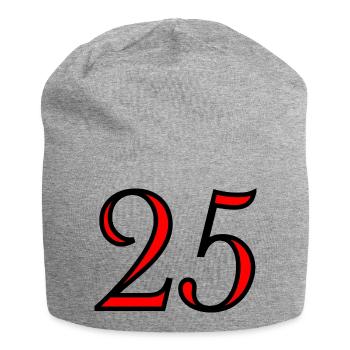 25. 25 JAHRE. 25. JUBILÄUM. 25 JAHRESJUBILÄUM. - Jersey-Beanie - Grau meliert - Vorne