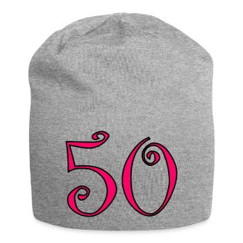 50. 50 ANS. 50e ANNIVERSAIRE. ANNIVERSAIRE 50 ANS. - Bonnet en jersey - gris chiné - Devant
