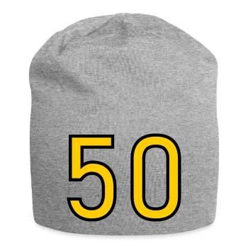 50. 50 ANS. 50e ANNIVERSAIRE. ANNIVERSAIRE 50 ANS. - Bonnet en jersey - gris chiné - Devant
