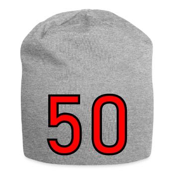 50. 50 ANS. 50e ANNIVERSAIRE. ANNIVERSAIRE 50 ANS. - Bonnet en jersey - gris chiné - Devant