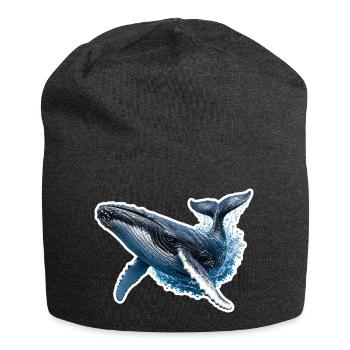 Baleine à bosse bondissante – Illustrations marines dynamiques - Bonnet en jersey - charbon - Devant