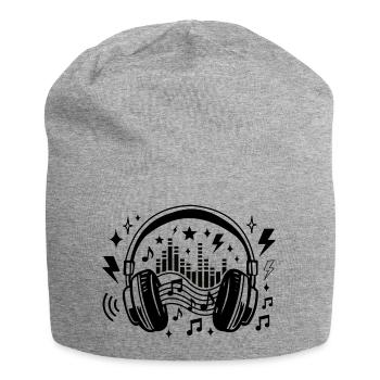 Musique, casques, Ondes sonores graphiques, Amateur de musique - Bonnet en jersey - gris chiné - Devant