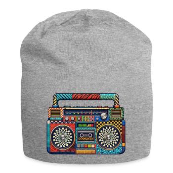 Colorful Retro Boombox Pattern - Jersey Beanie - heather grey - Front