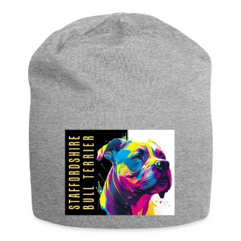 Staffie Head Popart - 050 - Jersey-Beanie - Grau meliert - Vorne