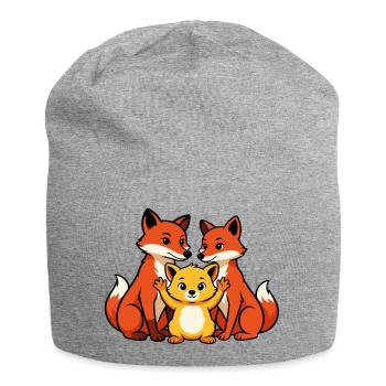 Fuchsfamilie - Jersey-Beanie - Grau meliert - Vorne