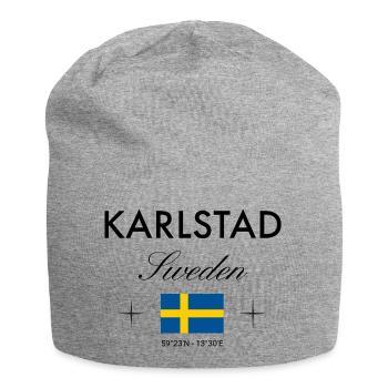 Karlstad Sweden Coordinates Travel Souvenir - Jersey Beanie - heather grey - Front