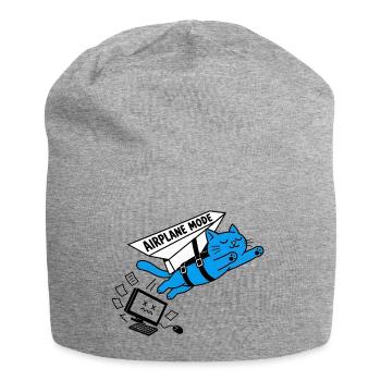 Burnout-Computer-Katzen-Flugzeugmodus - Jersey-Beanie - Grau meliert - Vorne