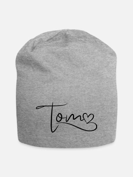 Tom Name Vorname Herzdekor - Jersey-Beanie - Grau meliert