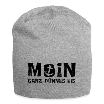 Moin - ganz dünnes Eis - Morgenmuffel - Jersey-Beanie - Grau meliert - Vorne