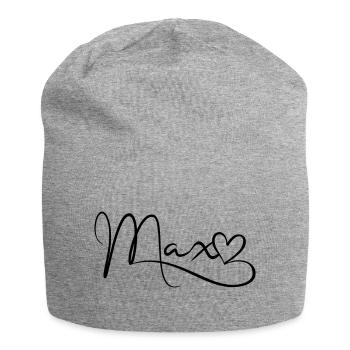 Max Surname First Name Heart Decor - Jersey Beanie - heather grey - Front