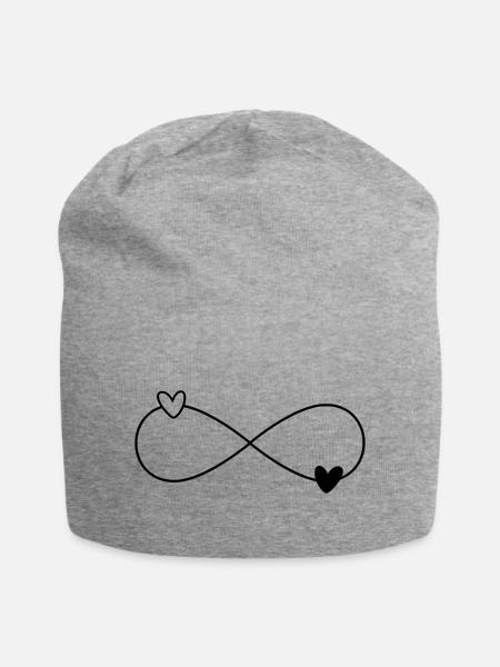 Infinity Herzen schwarz weiß - Jersey-Beanie - Grau meliert