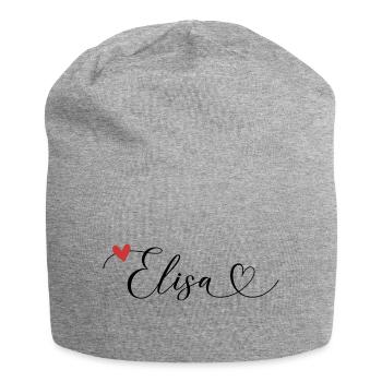 Elisa Surname First name Calligraphy Heart - Jersey Beanie - heather grey - Front