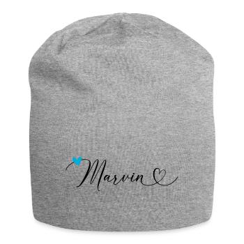 Marvin Last name First name Calligraphy heart - Jersey Beanie - heather grey - Front