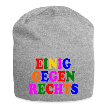 Einig gegen rechts - Jersey-Beanie - Grau meliert - Vorne