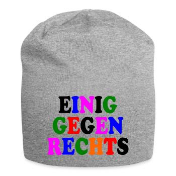Einig gegen rechts - Jersey-Beanie - Grau meliert - Vorne