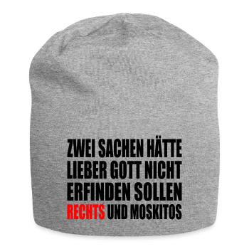 Gegen rechts - Jersey-Beanie - Grau meliert - Vorne