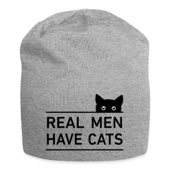 real men have cats - Jersey-Beanie - Grau meliert - Vorne