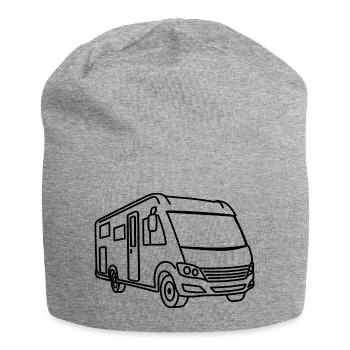 Wohnmobil Vollintegriert - Front - Kontur schwarz - Jersey-Beanie - Grau meliert - Vorne
