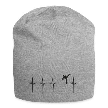 my heart beats for martial arts - Jersey Beanie - heather grey - Front