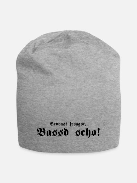 Bevoast froagst, Bassd scho, 1fb - Jersey-Beanie - Grau meliert