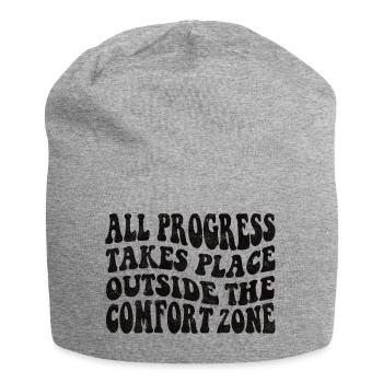 All progress takes place outside the comfort zone - Jersey-Beanie - Grau meliert - Vorne