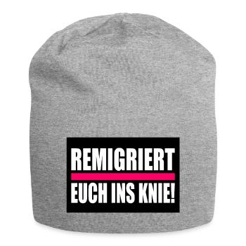 remigriert euch ins knie - Jersey-Beanie - Grau meliert - Vorne