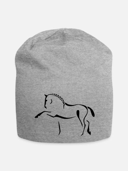 Spanisches Pferd - Jersey-Beanie - Grau meliert