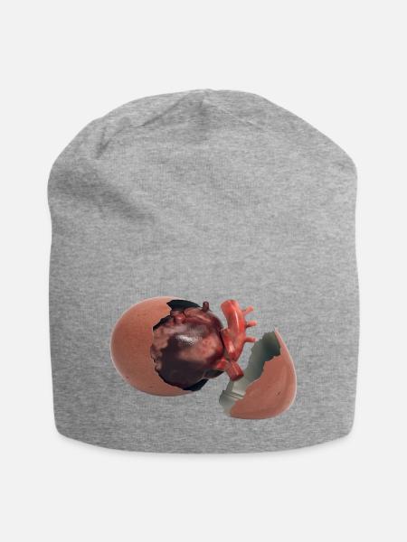 Herz im Ei - Jersey-Beanie - Grau meliert