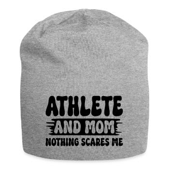 Sportlerin und Mama nichts macht mir Angst sportliche Mutter - Jersey-Beanie - Grau meliert - Vorne
