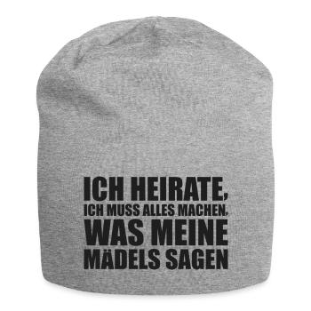 Junggesellenabschied Braut Polterabend Geschenk - Jersey-Beanie - Grau meliert - Vorne
