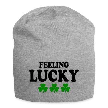 feeling lucky - Jersey Beanie - heather grey - Front