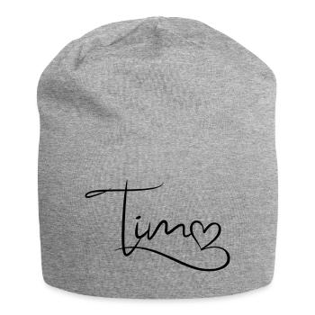 Tim Nom Prénom Décor de coeur - Bonnet en jersey - gris chiné - Devant