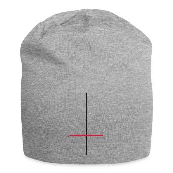 Umgedrehtes Kreuz - Jersey-Beanie - Grau meliert - Vorne