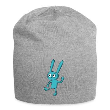 danse, drôle, lapin de dessin animé bleu - Bonnet en jersey - gris chiné - Devant