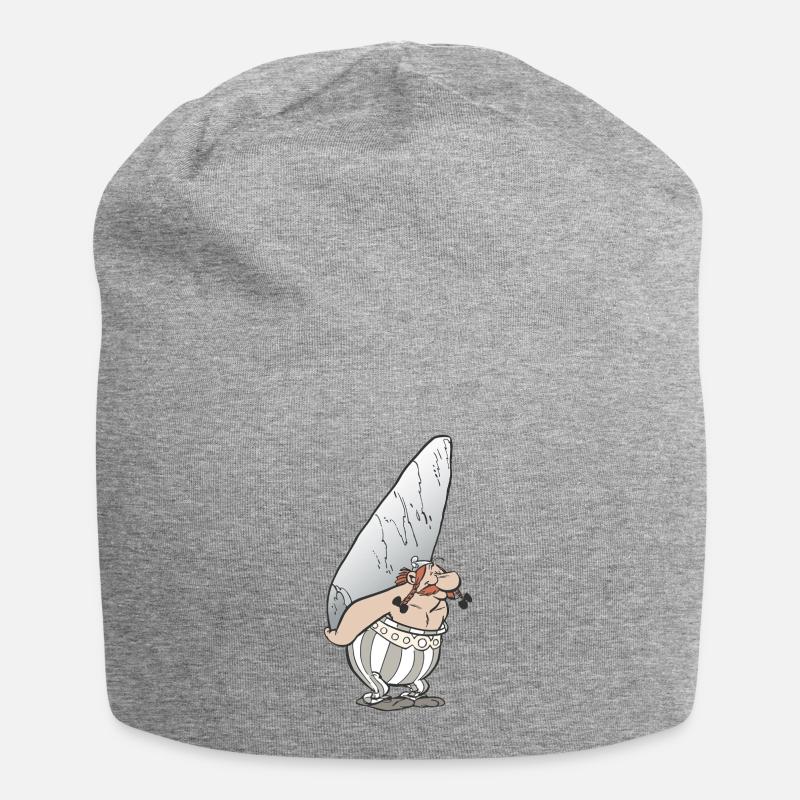 Asterix & Obelix - Obelix mit Stein - Jersey-Beanie - Grau meliert