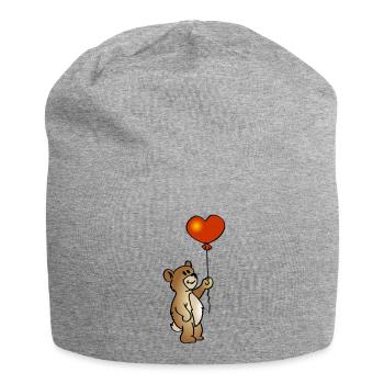 Nounours avec ballon - Bonnet en jersey - gris chiné - Devant