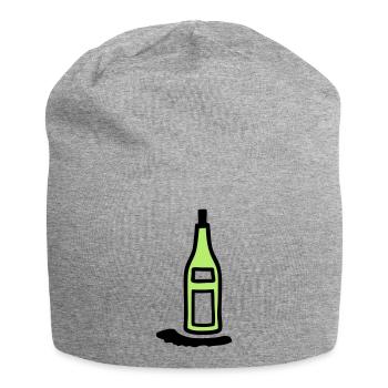 Flasche Weinflasche - V2 - Jersey-Beanie - Grau meliert - Vorne
