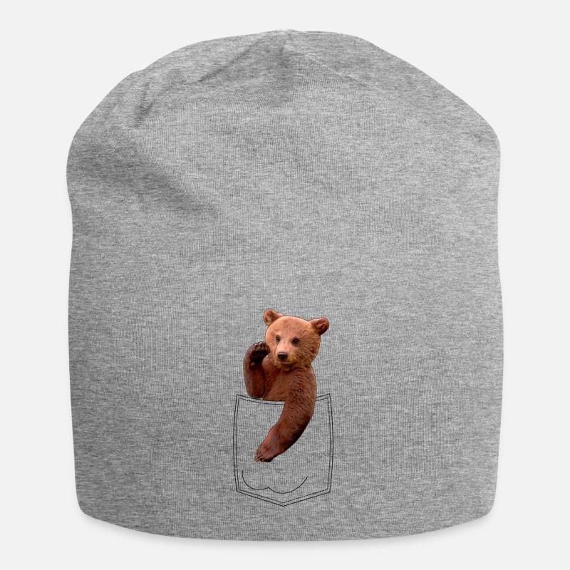 Bär Brusttasche Bear Pocket - Jersey-Beanie - Grau meliert